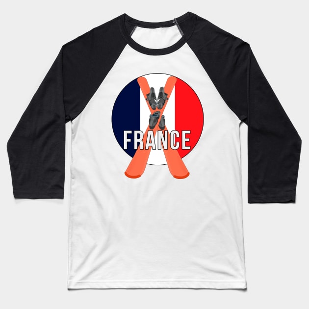 Cool Ski Flag of France Baseball T-Shirt by DiegoCarvalho